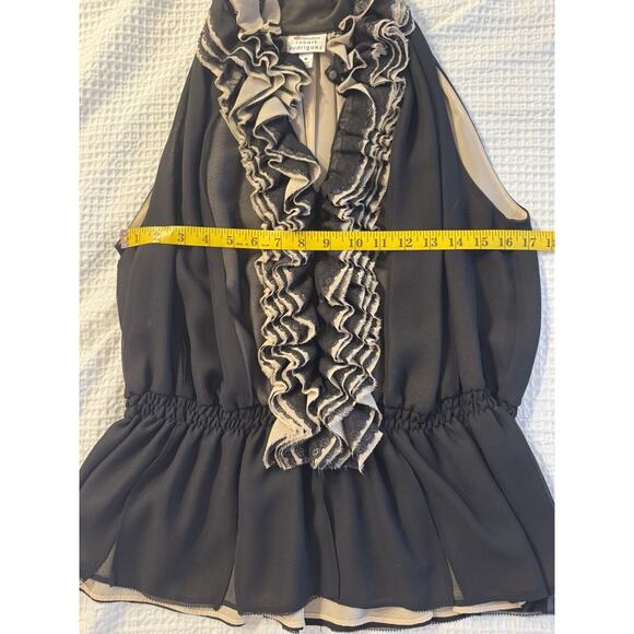 Black Ruffle Tank Blouse Fancy Robert Rodriguez x Neiman Marcus x Target Sheer - Picture 2 of 3